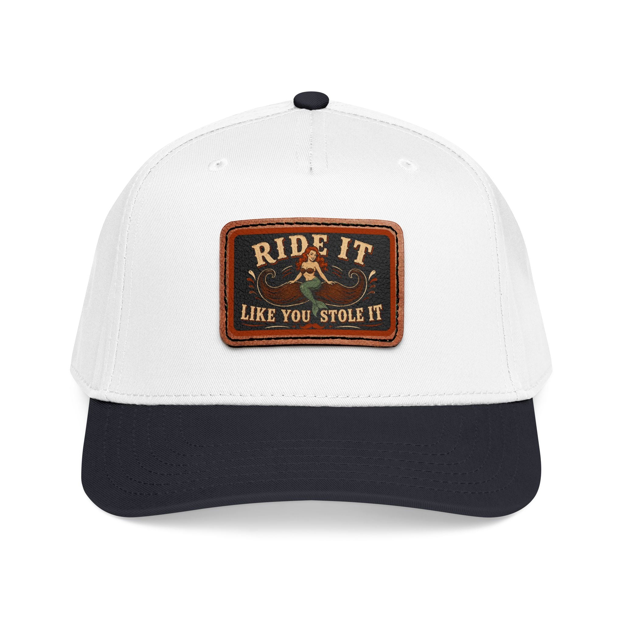 Ride It Like You Stole It leather patch hat by Mustache Ridez