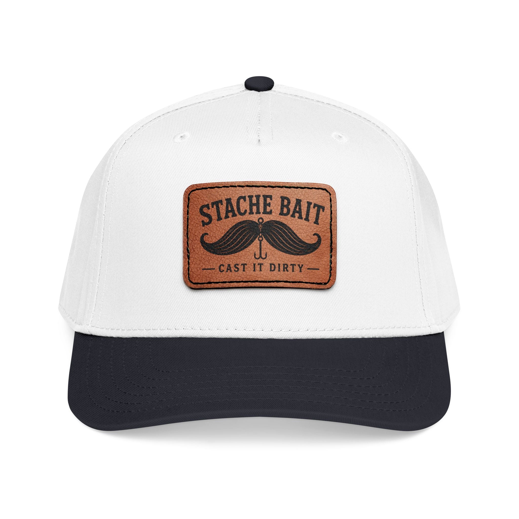 Stache Bait Cast it Dirty leather patch hat by Mustache Ridez